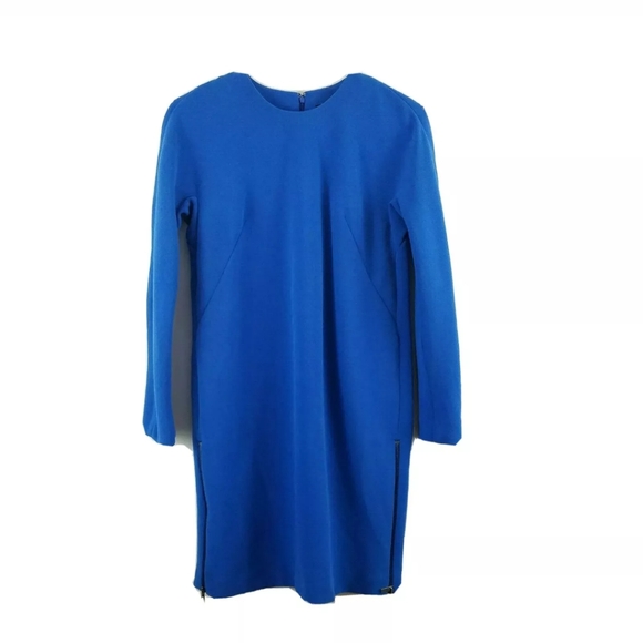 Ann Taylor Dresses & Skirts - Ann Taylor Size 0 Blue Shift Dress Long Sleeve Side Zippers